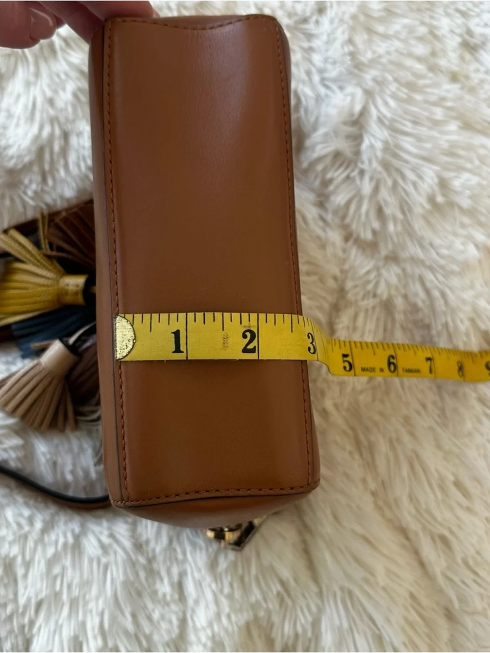 Rebecca Minkoff Mini Sofia Brown Leather Tassel Crossbody Bag Adjustable Strap